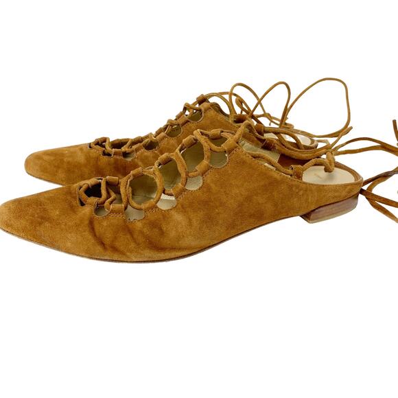 Stuart Weitzman Womens Size 6 Stringdown Lace Up Suede Pointed Mules - Picture 5 of 8